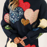 Navy Multi Embroidered Hearts Short | Queen Of Sparkles