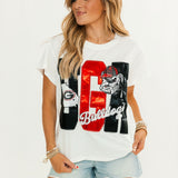 Licensed UGA Metallic Word With Icons Tee | Queen Of Sparkles