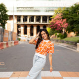 Checker Football Sweater | Orange