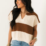 Stripe Sweater Vest | Walnut Ecru