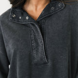 Terry Quarter Snap Pullover | Washed Black