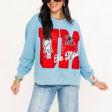 Licensed Ole Miss Metallic Word With Icons Sweatshirt | Queen Of Sparkles