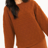 Quilted Sweatshirt Top | Rust