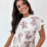 White Frosted Christmas Cookie Oversized Tee