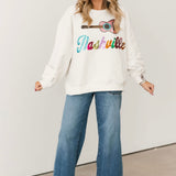 Light Beige 'Nashville' City Icon Sweatshirt | Queen Of Sparkles