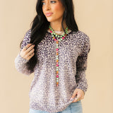 Seasonal Shift Sweater | Grape Leopard