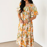 Poppy Puff Sleeve Midi Dress