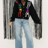 Black Rainbow Skeleton Button Up Cardigan | Queen Of Sparkles
