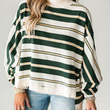 90s Mock Neck Stripe Top | Green