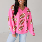 Pink Gold Rhinestone Lace Football Sweatshirt | Queen Of Sparkles