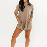 Hot Shot Tee Romper | Mocha Latte