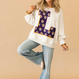Licensed LSU Oversized Printed Mascot Letter Sweatshirt | Queen Of Sparkles