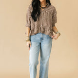 Bailey Gingham Button Top | Brown