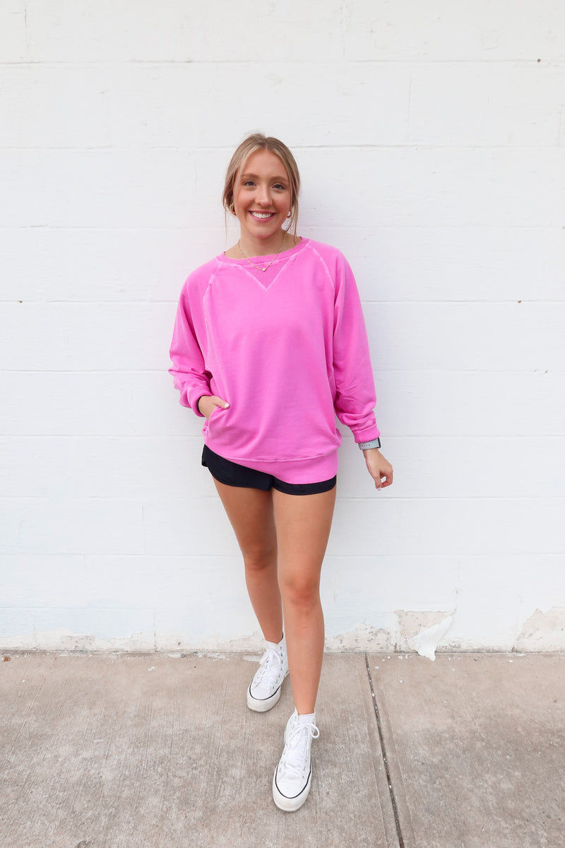 FRENCH TERRY PULLOVER | HOT PINK