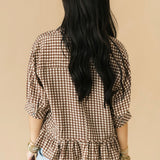 Bailey Gingham Button Top | Brown