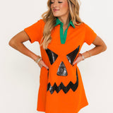 Orange Pumpkin Collar Dress