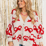 Ribbon Pullover Cardigan | Red