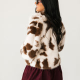 Faux Fur Jacket | Cow Print