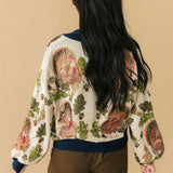 Navy Trim Turkey, Leaf & Acorn Button Up Cardigan | Queen Of Sparkles