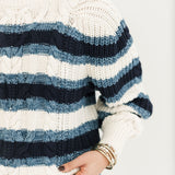 Frankie Cable Striped Pullover | Ivory Combo