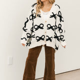 Ribbon Pullover Cardigan | Ivory/Black