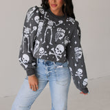 Charcoal Skull & Crossbones Deck Of Cards Sweatshirt | Queen Of Sparkles