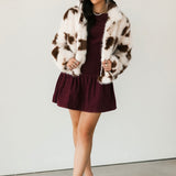 Faux Fur Jacket | Cow Print