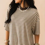 Seaside Lounge Stripe Top | Sand