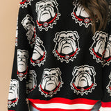 Licensed UGA Knit In Rhinestone Sport Stripe Sweater | Queen Of Sparkles