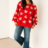 Red Heart Cookies Oversized Sweatshirt | Queen Of Sparkles
