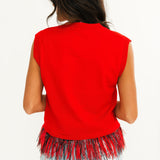 Licensed UGA 'Glory Glory" Feather Bottom Tank Sweater | Queen Of Sparkles