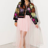 Black Multi Rainbow Firework Button Up Cardigan | Queen Of Sparkles