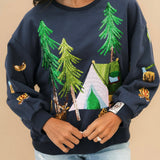 Navy Camp Site Sweatshirt | Queen Of Sparkles