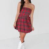 Holiday Plaid Mini Dress | Red