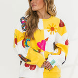 Yellow & White Checkered Summer Icon Sweatshirt | Queen Of Sparkles