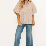 Essential Stripe Blouse | Pecan
