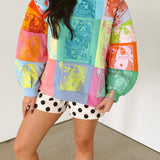 Multi Colorblock QOS Card Logo Sweatshirt | Queen Of Sparkles
