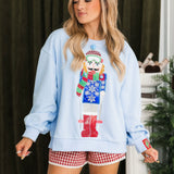 Powder Blue Skiing Nutcracker Sweatshirt | Queen Of Sparkles