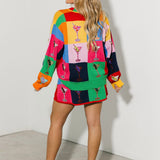 Multi Checkered Cosmo Button Up Sweater | Queen Of Sparkles