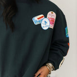 Ski Patch & Pass Collector Oversized Crew Sweatshirt