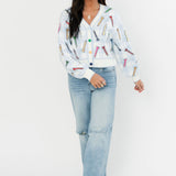Blue & White Plaid Golf Tee Button Up Cardigan | Queen Of Sparkles