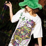 White Mardi Gras Queen Card Tee Dress