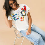 White Multi Fabric 'Teach' Apple Tee | Queen Of Sparkles