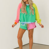 Colorblock QOS Logo Tie Sweatshirt | Queen Of Sparkles
