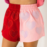 Colorblock Rhinestone Hearts Short | Queen Of Sparkles