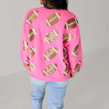 Pink Gold Rhinestone Lace Football Sweatshirt | Queen Of Sparkles