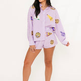 Licensed LSU Mini Icon Striped Button Down | Queen Of Sparkles