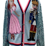 Light Blue Nutcracker And Clara Shard Sequin Sleeve Cardigan