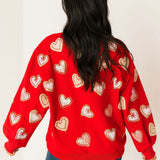 Red Heart Cookies Oversized Sweatshirt | Queen Of Sparkles