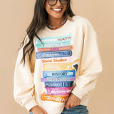 Beige School Books Sweatshirt | Queen Of Sparkles
